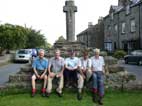 The 5 Grey Panthers on the Market Cross 
      at Carperby