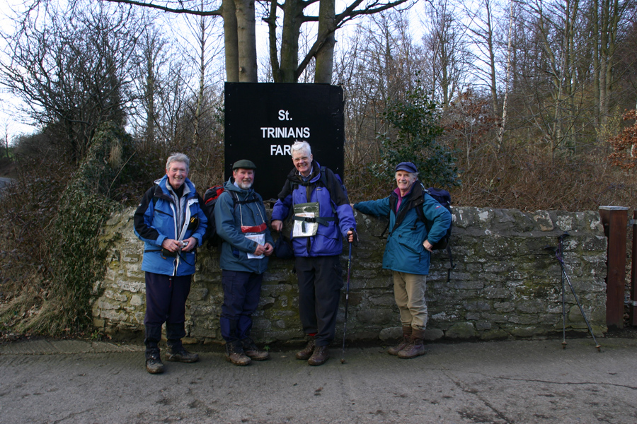 Brian, Dave, Alan and Cliff outside St. Trinians farm, 
      Richmond (February 2006)