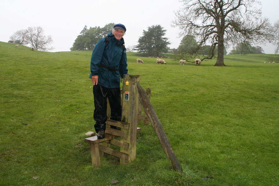 For whatever reason the fence had been removed but not the stile. Cliff just HAD to climb it!